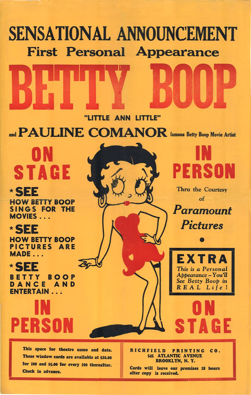 Sensational Announcement First Personal Appearance BETTY BOOP